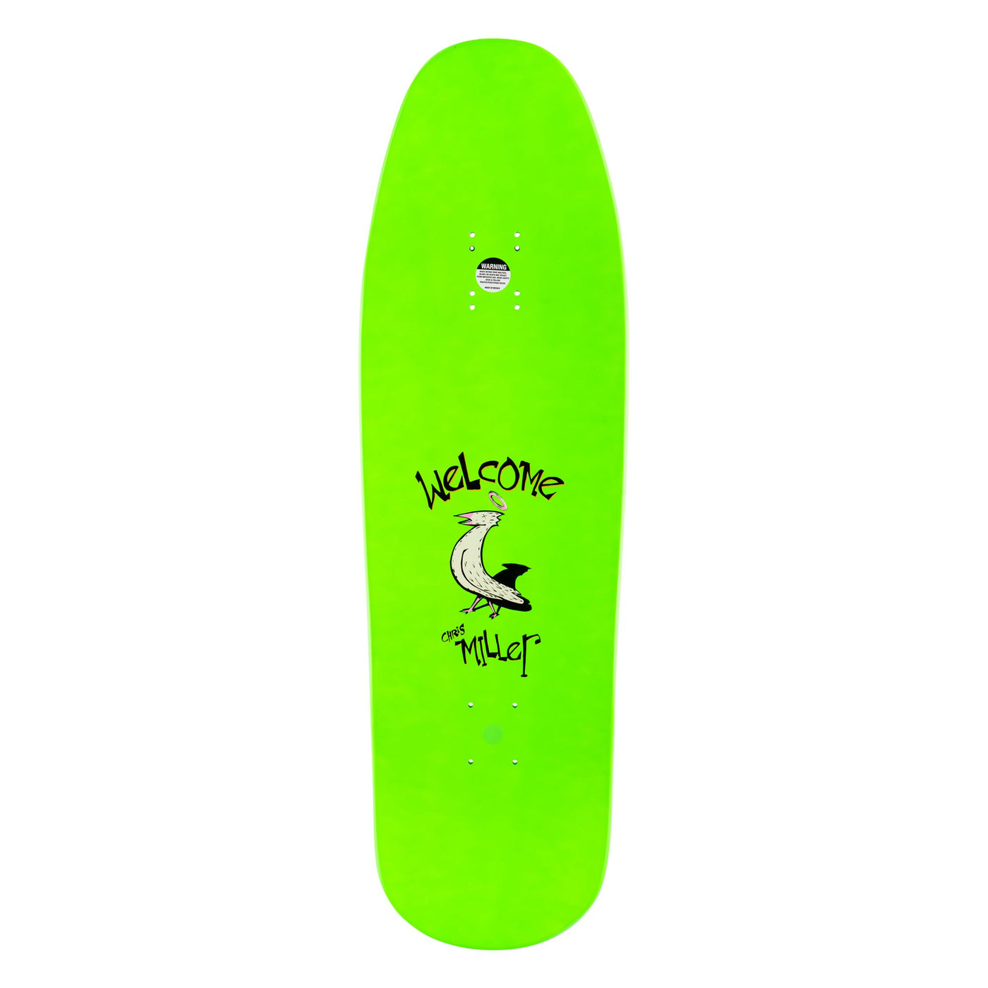 Welcome Miller Sleeping Cat on Gaia Neon Green Dip Skateboard Deck - 9.6"