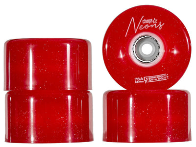 Chaya Neons LED Light Up Roller Skate Wheels Red 65mm 78a - 4 Pack