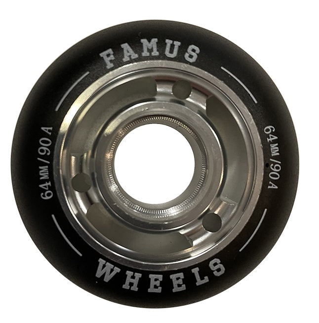 Famus Metal Core Black/Silver Wheels 64mm 90a - Set of Four