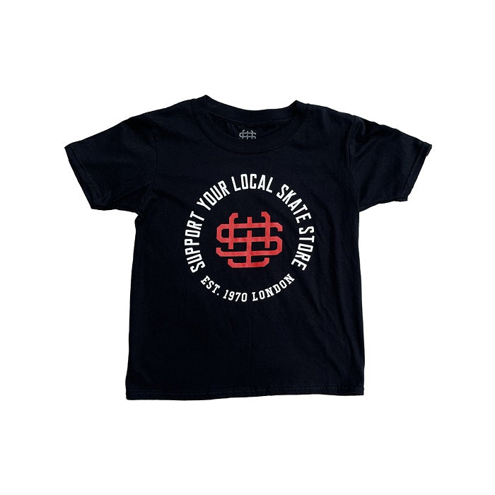 Slick's Skate Store Support Your Local Skate Store Youth T-Shirt - Black