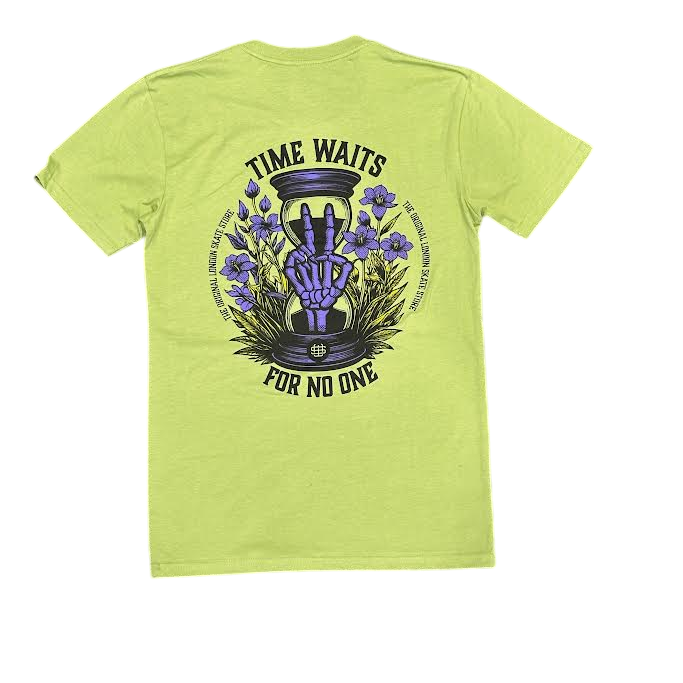 Slick's Skate Store Time Waits T-Shirt - Kiwi