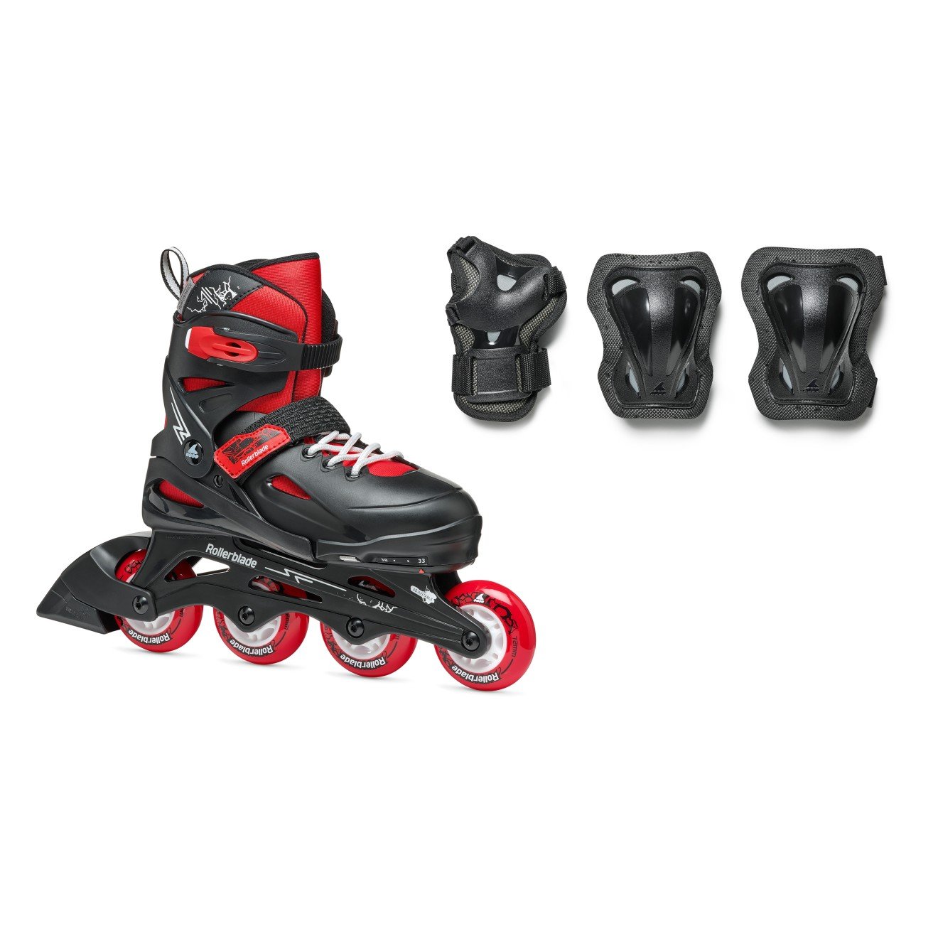 Rollerblade Fury Combo Adjustable Kids Skates - Black/Red