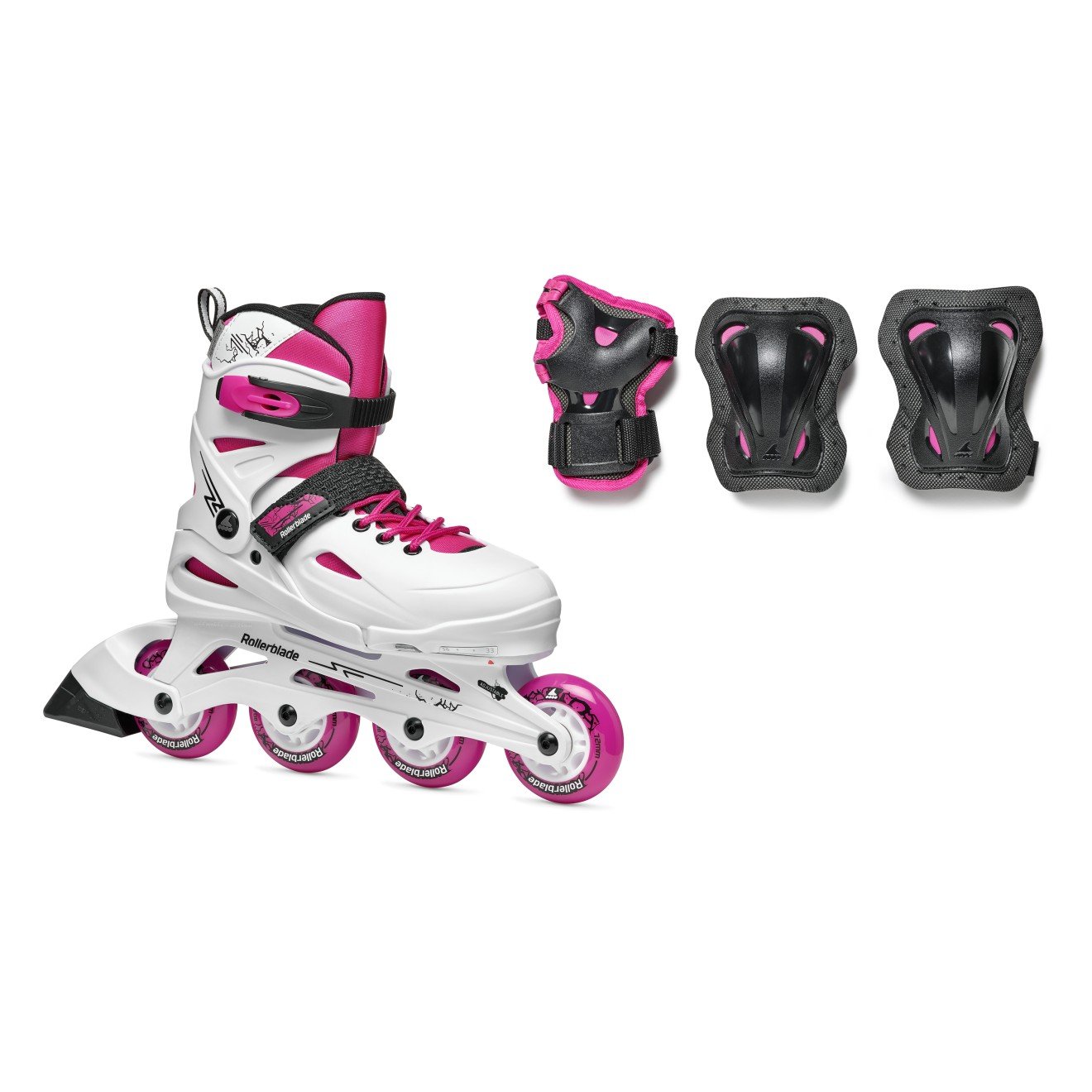 Rollerblade Fury Combo Adjustable Kids Skates - White/Pink