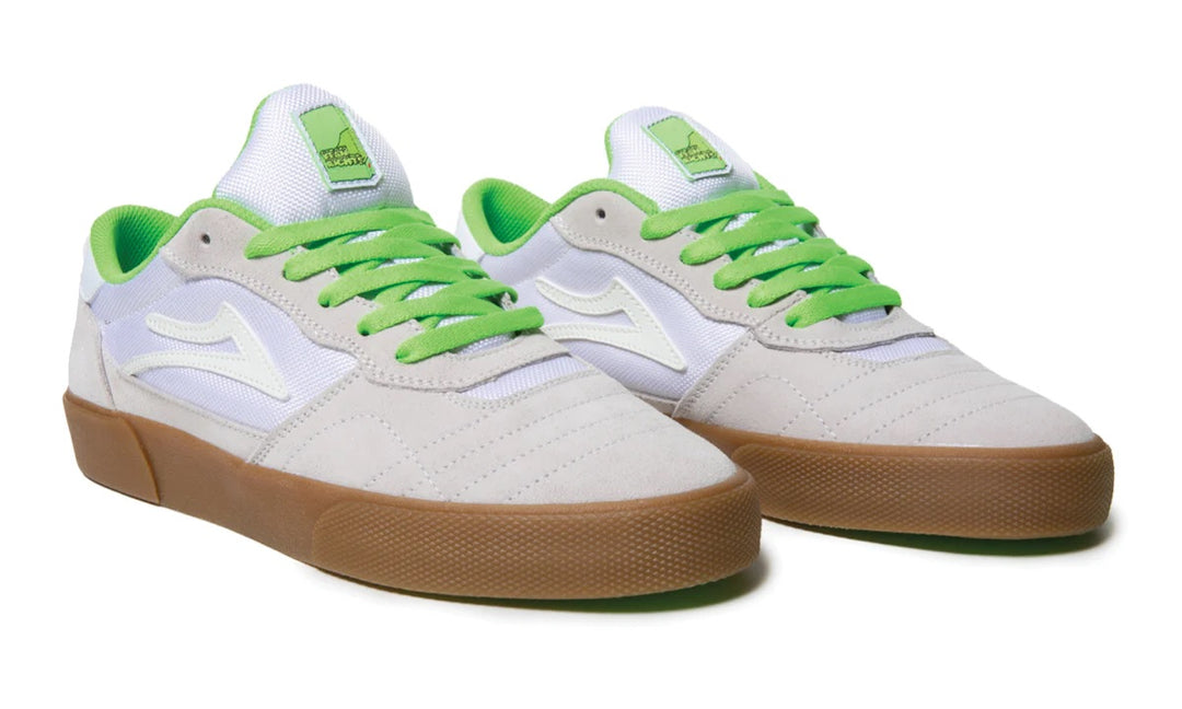 Lakai X Yeah Right Cambridge Skate Shoes White/UV Green Suede