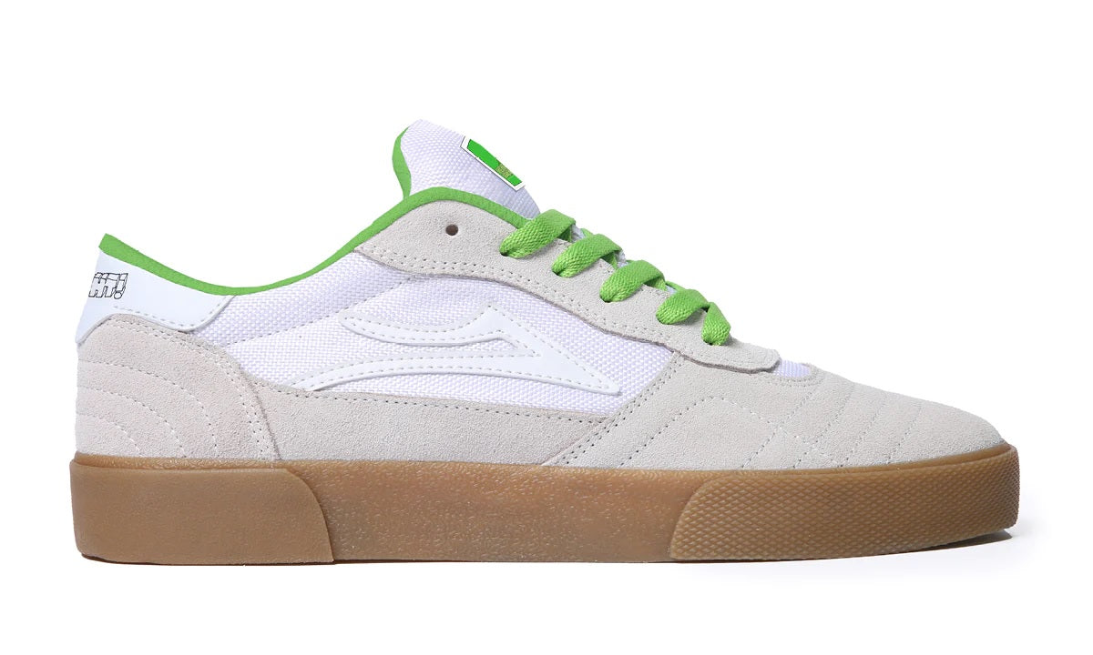 Lakai X Yeah Right Cambridge Skate Shoes - White/UV Green Suede