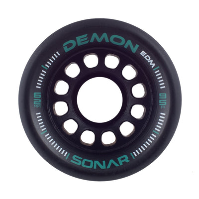Sonar Demon EDM Roues de patins à roulettes noires 62 mm 95a - Lot de 4