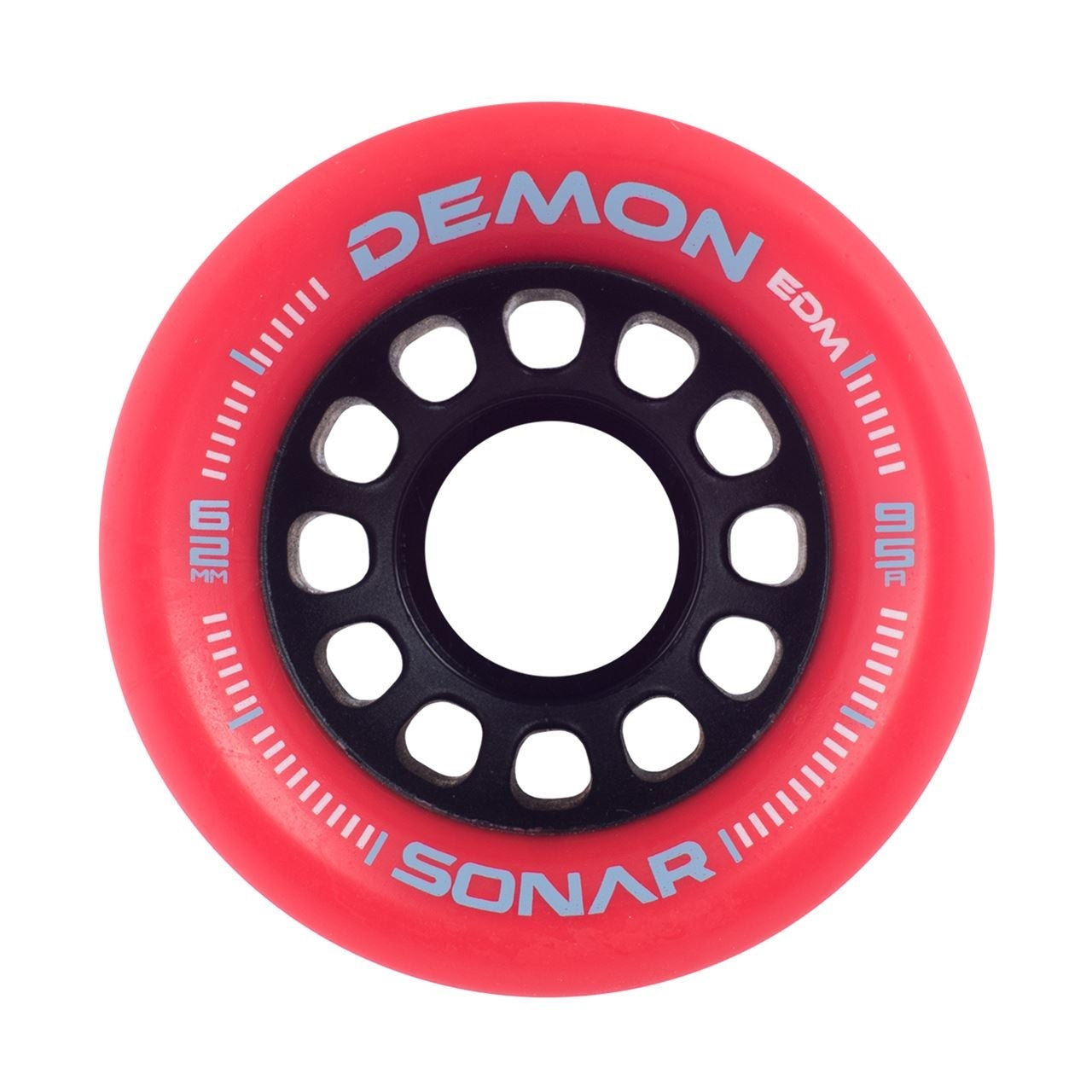 Sonar Demon EDM Roues de patins à roulettes rouges 62 mm 95a - Lot de 4
