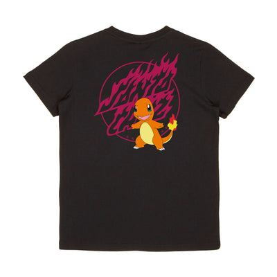 Santa Cruz X Pokémon Charmander Flame Dot Youth T-Shirt - Black