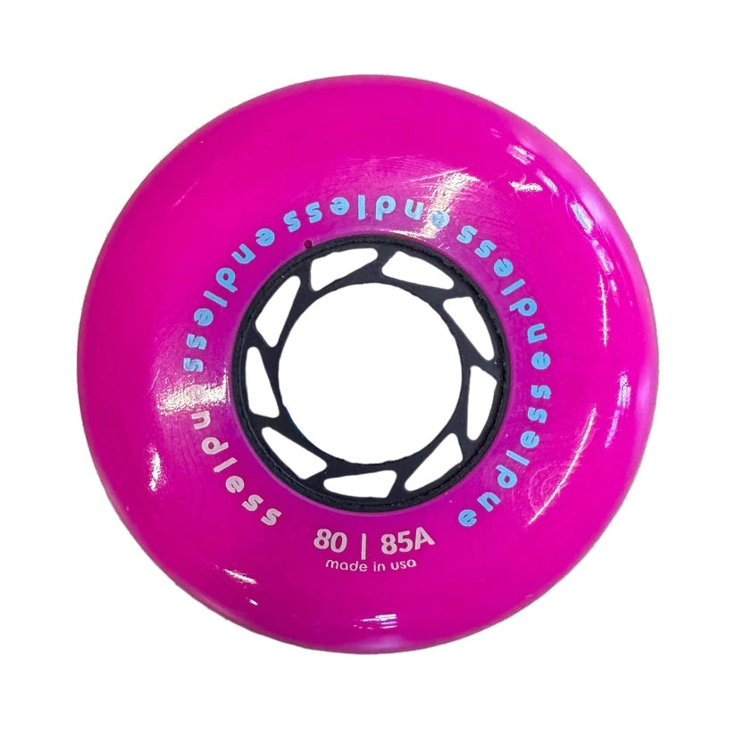 Endless Neon Pink 80mm Wheels with ILQ 9 Classic plus bearings - Set of 4