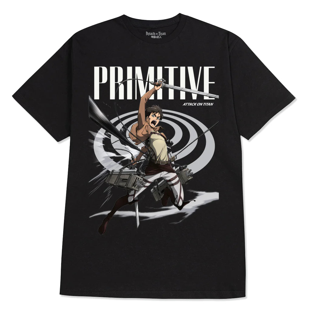 Primitive X Attack On Titan Eren T Shirt - Black