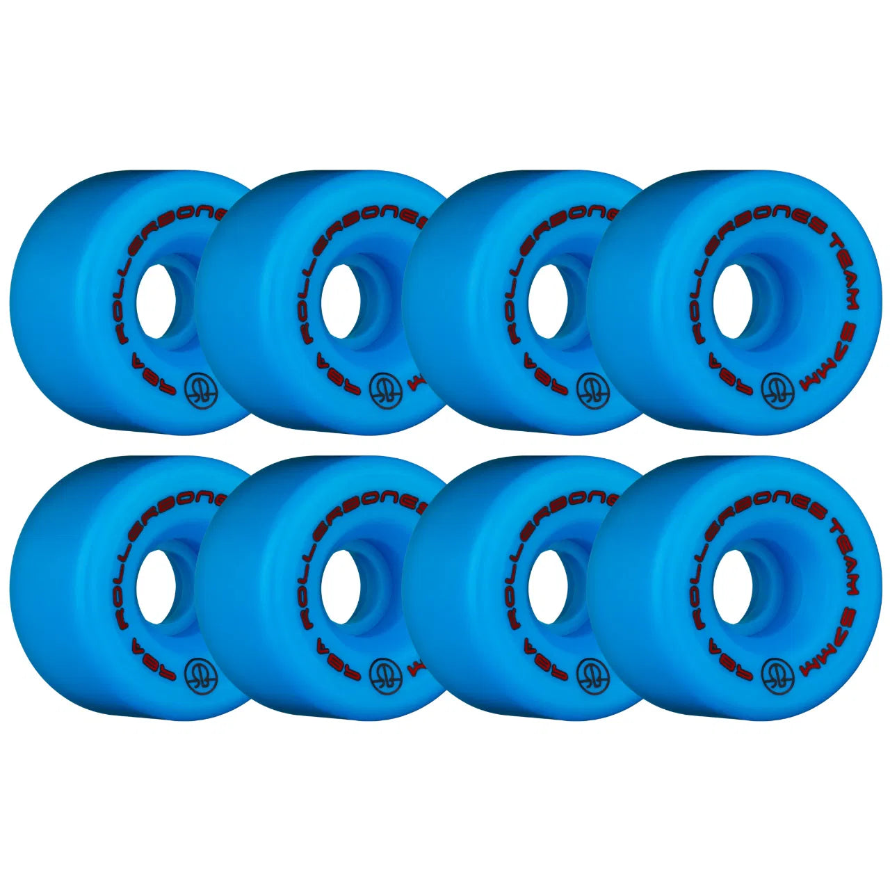 Rollerbones Team Logo Wheels Blue 57mm 98a - Set of 8