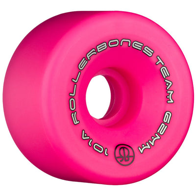 Rollerbones Team Logo Wheels Pink 62mm 101a - Set of 8