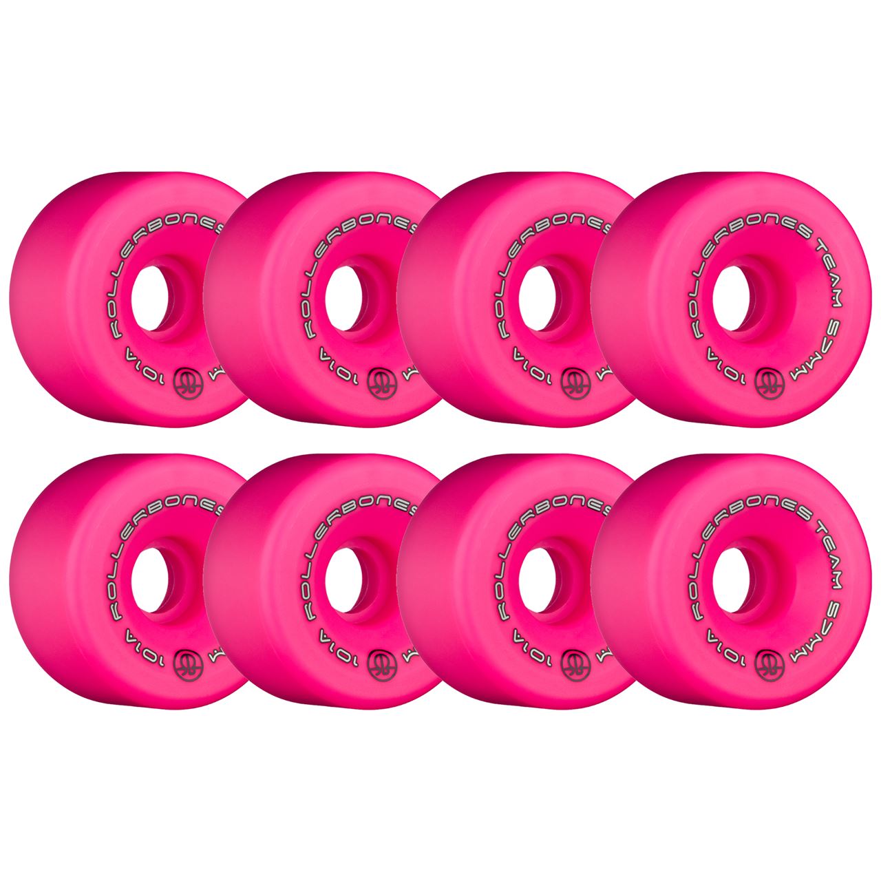 Rollerbones Team Logo Wheels Pink 57mm 101a - Set of 8