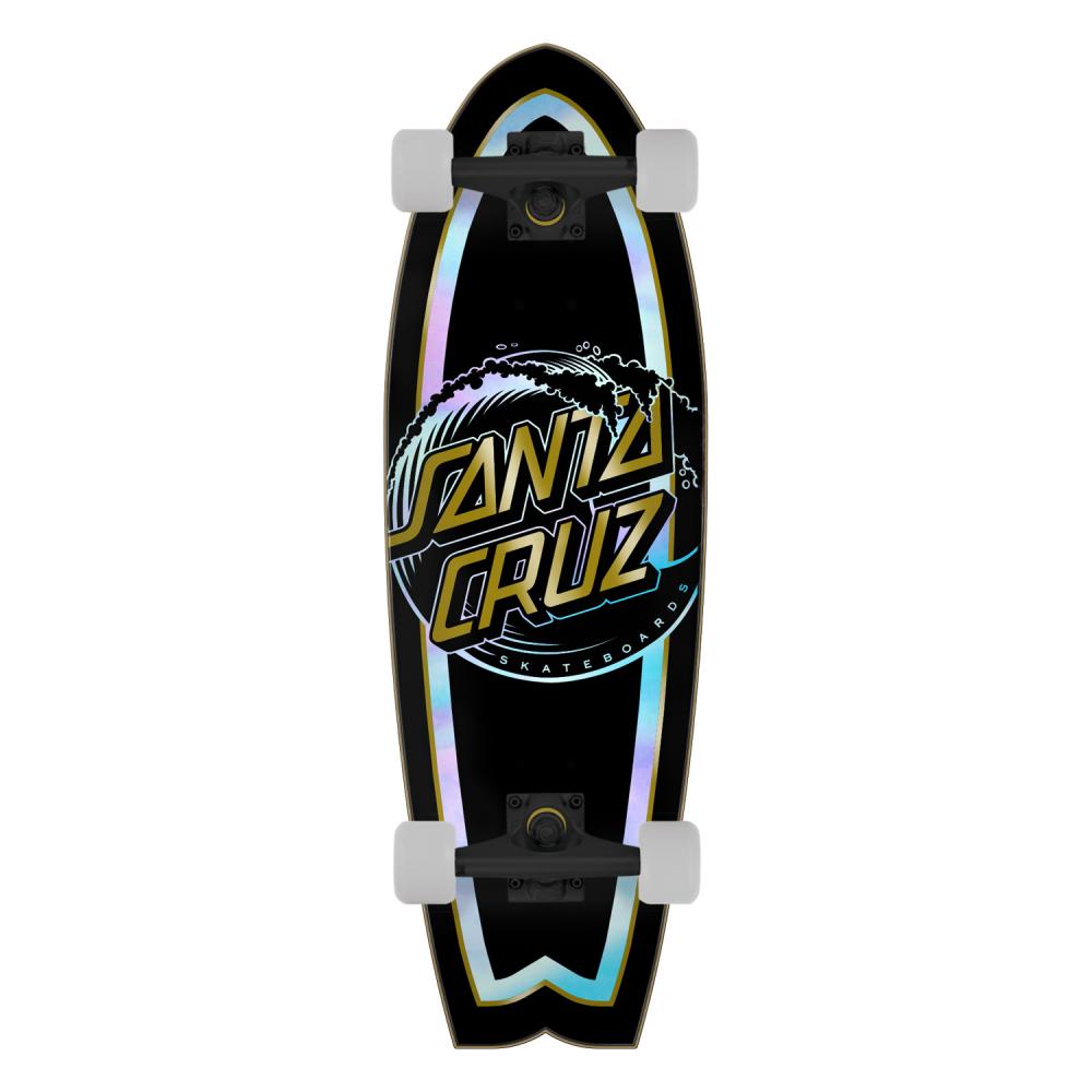 Santa Cruzer Holo Wave Dot Shark Cruiser Skateboard - 27.7"