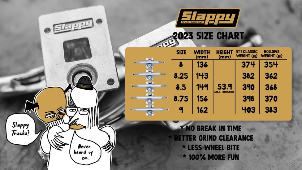 Slappy ST1 Hollow Inverted Silver Trucks - 9"