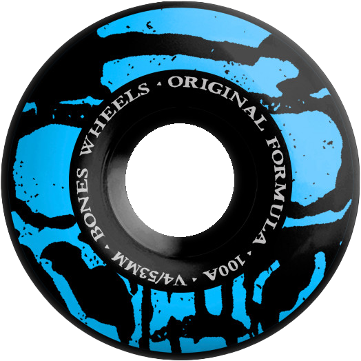 Bones OG Formula Mummy Skulls V4 Wide Skateboard Wheels Black - 53mm