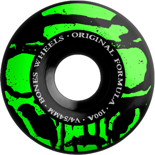 Bones OG Formula Mummy Skulls V4 Wide Skateboard Wheels Black - 54mm
