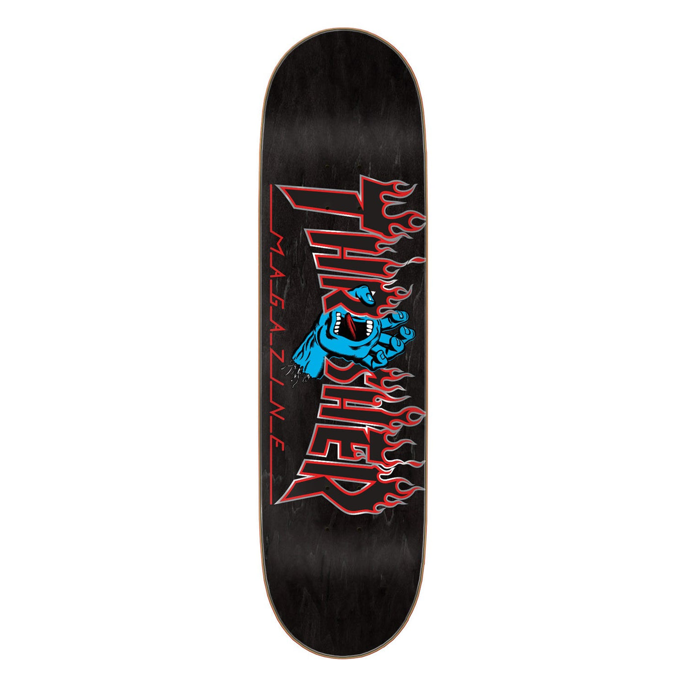 Tabla de skate negra con logo Screaming Flame de Santa Cruz X Thrasher - 8,5" 