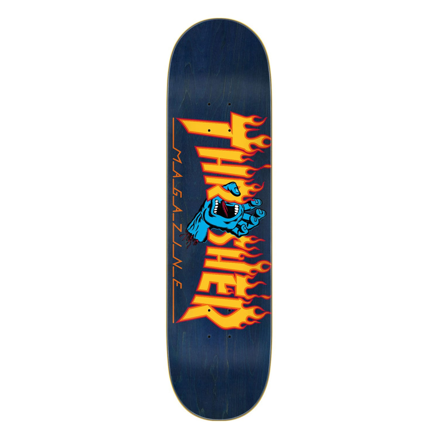 Santa Cruz X Thrasher Screaming Flame Logo Navy Skateboard Deck - 8.25"