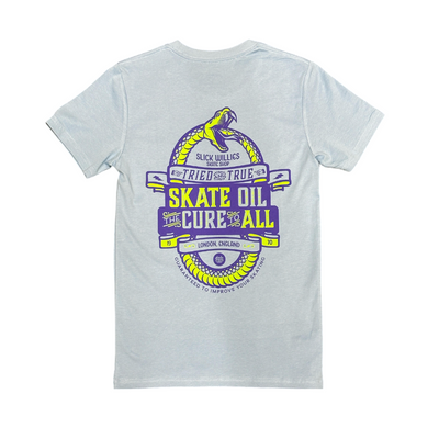 Slick's Skate Store Snake T-Shirt - Carolina Blue