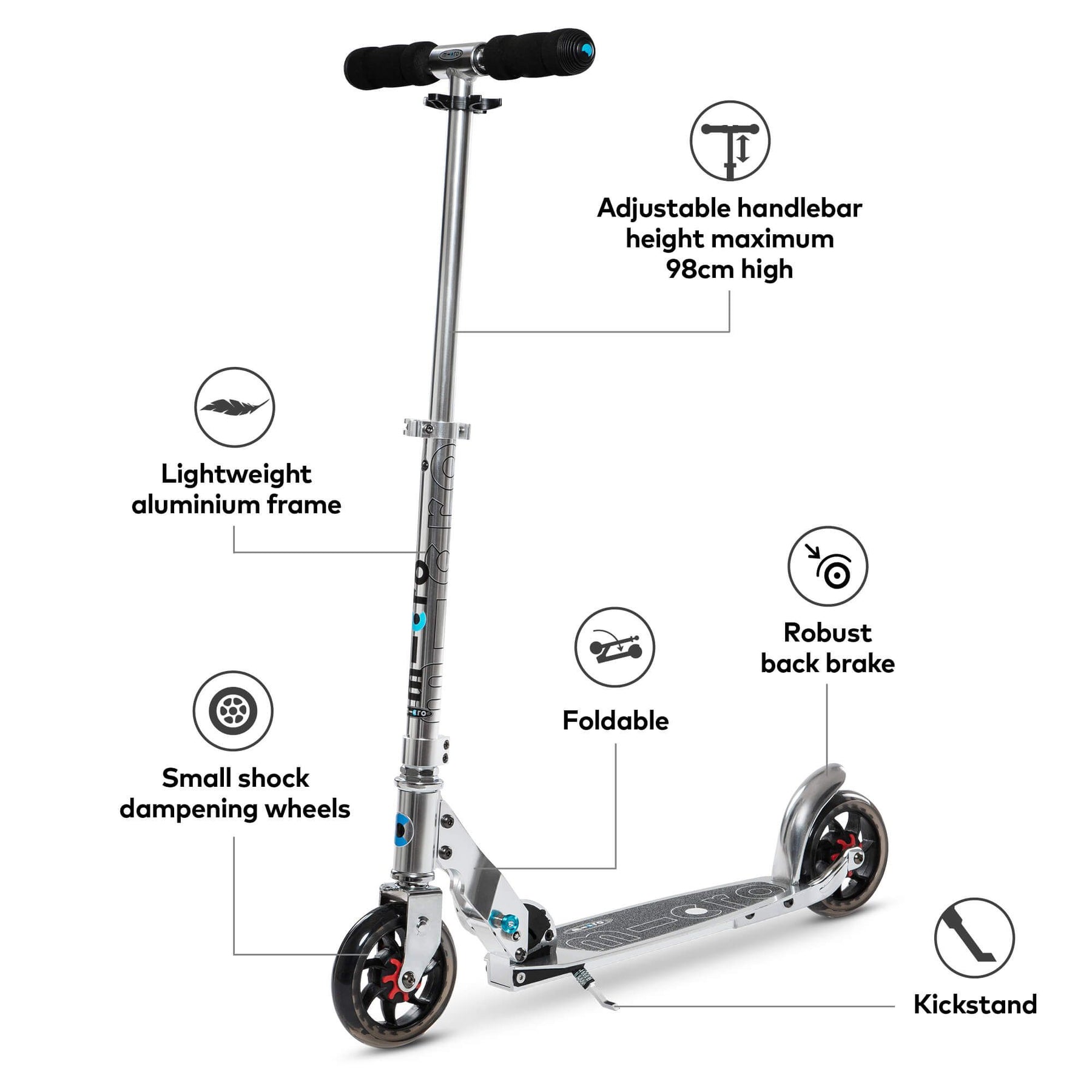 Micro Speed Micro Speed Scooter - Silver – Slick's Skate Store