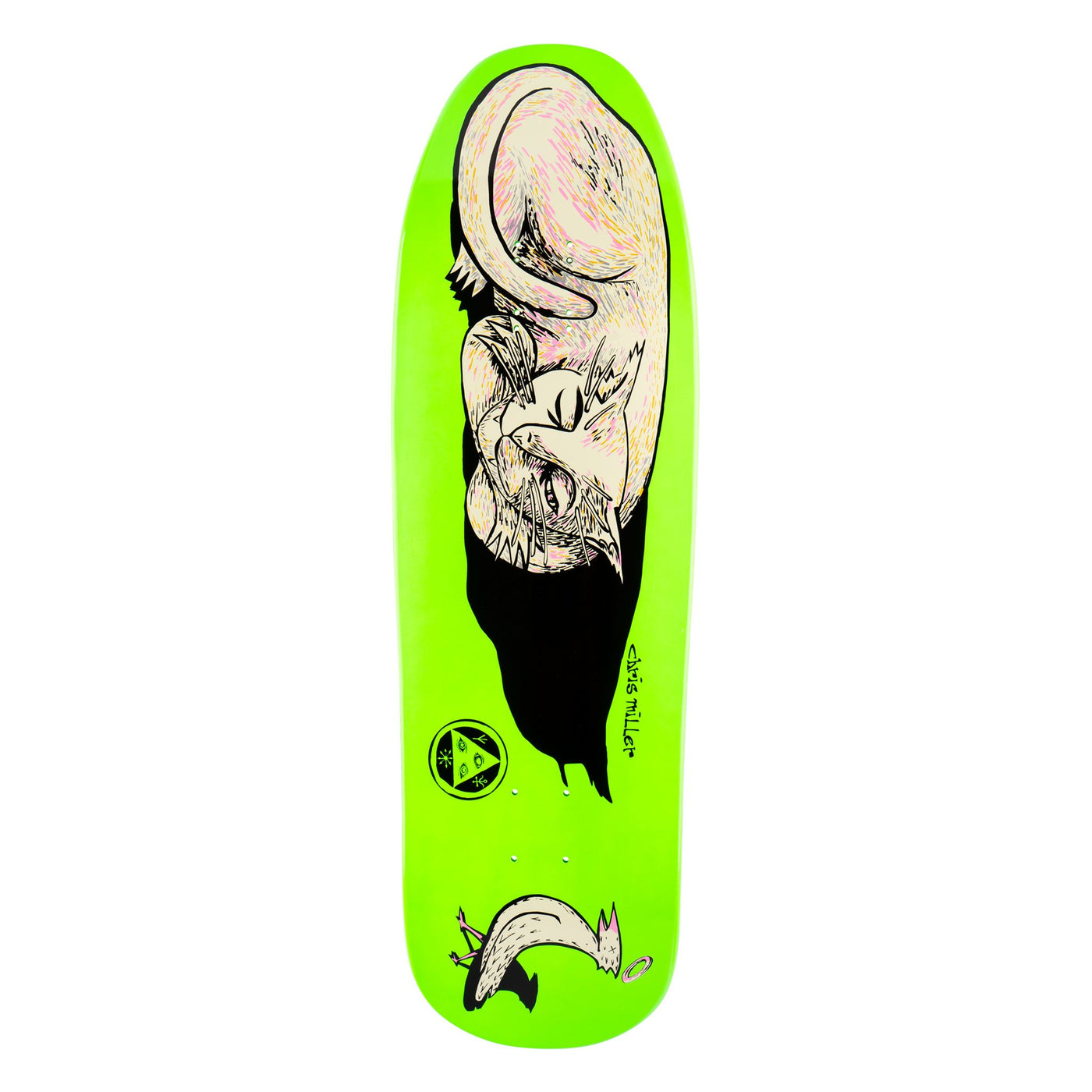 Welcome Miller Sleeping Cat on Gaia Neon Green Dip Skateboard Deck - 9.6"