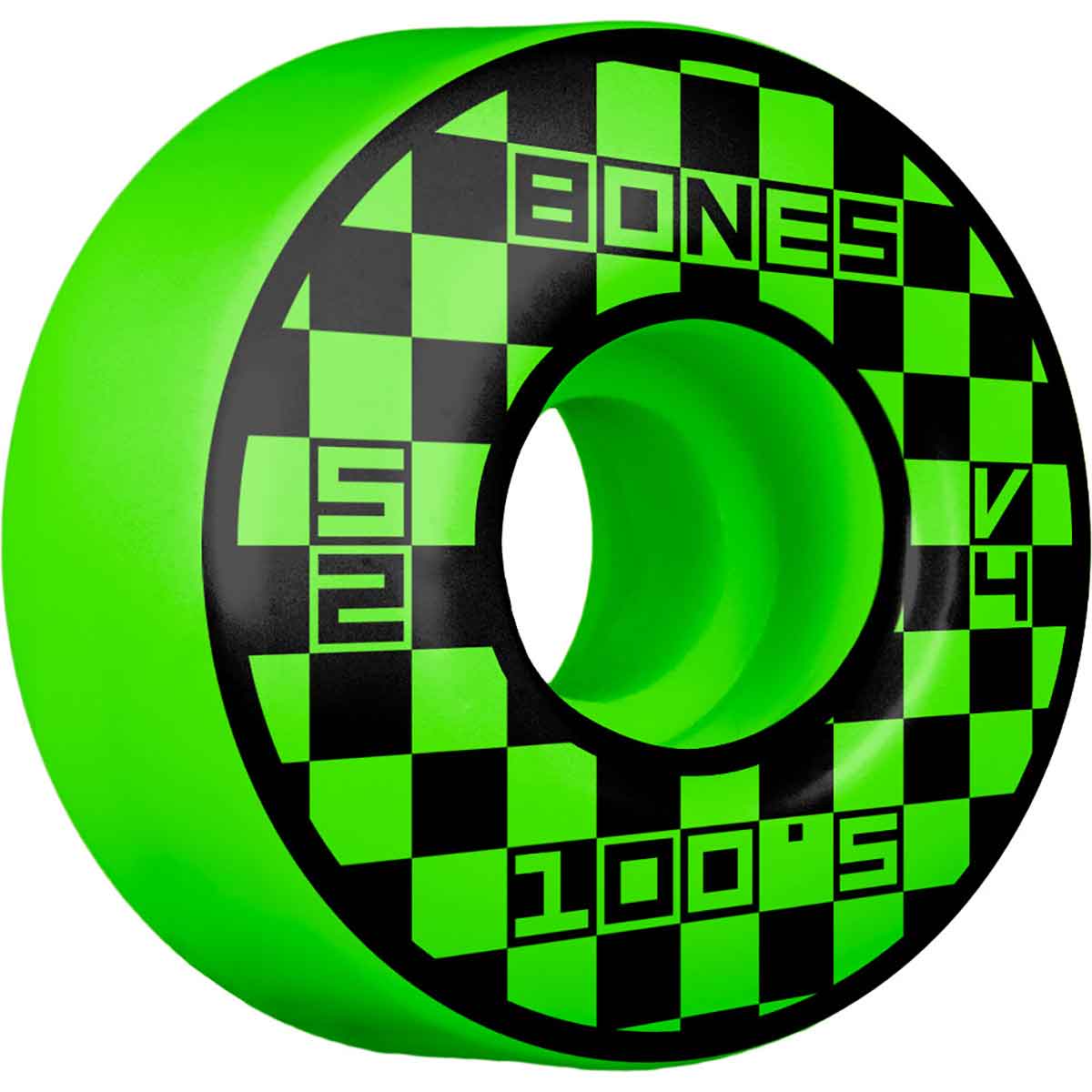 Ruedas anchas de skate Bones 100's Block Party V4, color verde, 52 mm 