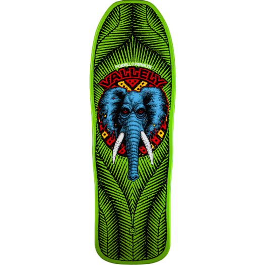 Powell Peralta Vallely Elephant Lime Skateboard Deck - 9.85"