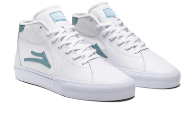 Lakai Flaco 2 Mid Leather Skate Shoes - White/Nile