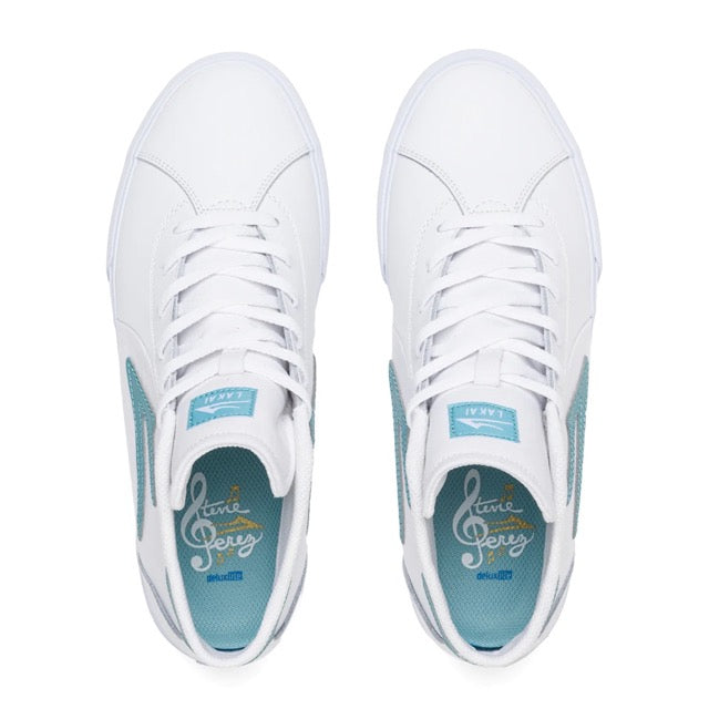 Lakai Flaco 2 Mid Leather Skate Shoes - White/Nile