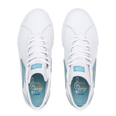 Lakai Flaco 2 Mid Leather Skate Shoes - White/Nile