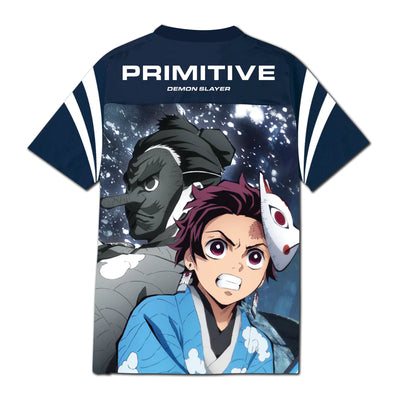 Camiseta de malla Primitive X Demon Slayer Tanjiro - Azul marino 