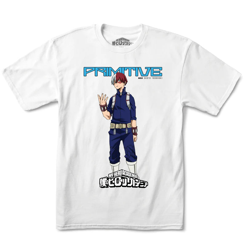 Camiseta Primitive X My Hero Academia Shoto Todoroki - Blanco 