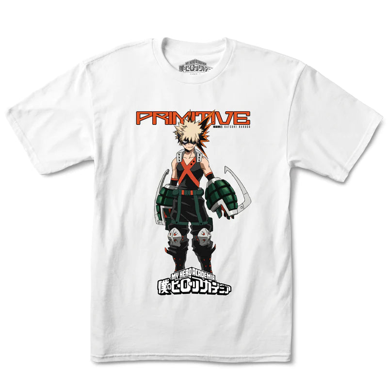Primitive X My Hero Academia Katsuki Bakugo T Shirt - White