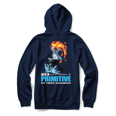 Primitive X My Hero Academia Flashfreeze Heatwave Sudadera con capucha - Azul marino