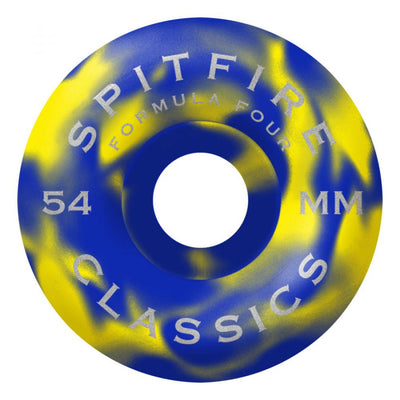 Ruedas Spitfire Formula Four Swirled Classics amarillas/azules - 54 mm 99du