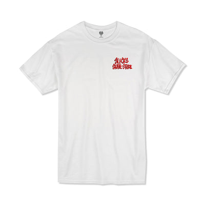 Camiseta Slick's Skate Store Crossbones - Blanco