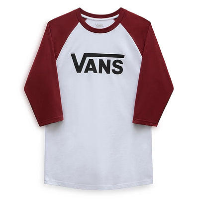 Vans Classic Raglan Long Sleeve T-Shirt - White/Red