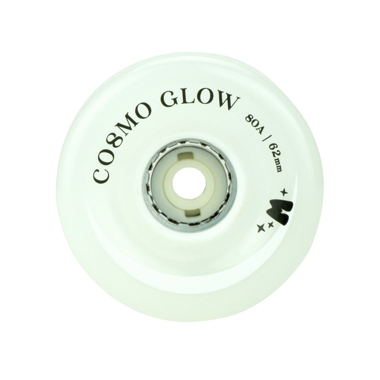 Moxi Cosmo Glow Roues de patins à roulettes lumineuses à LED Blanc Rain Glow 62 mm 80a - Lot de 4