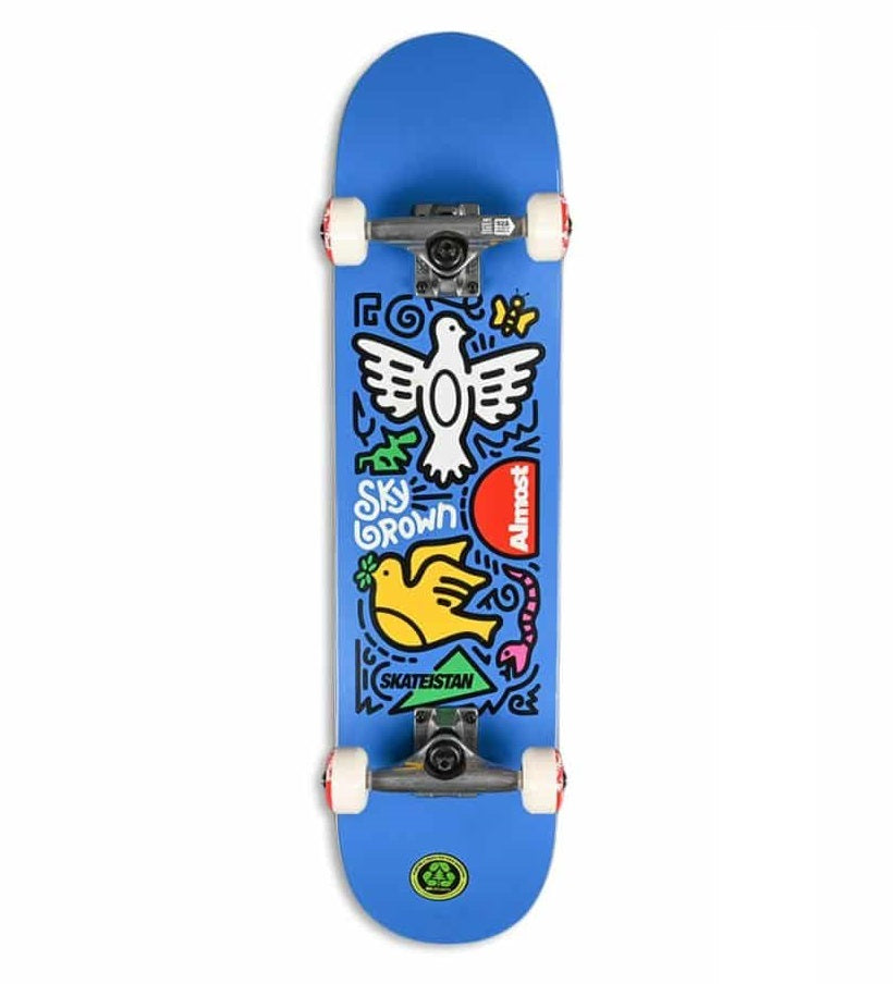 Almost Skateistan Sky Doodle FP Blue Skateboard - 7.5"