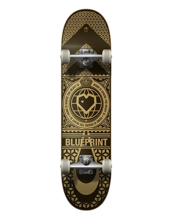 Skateboard Blueprint Home Heart Noir/Or - 8,125"