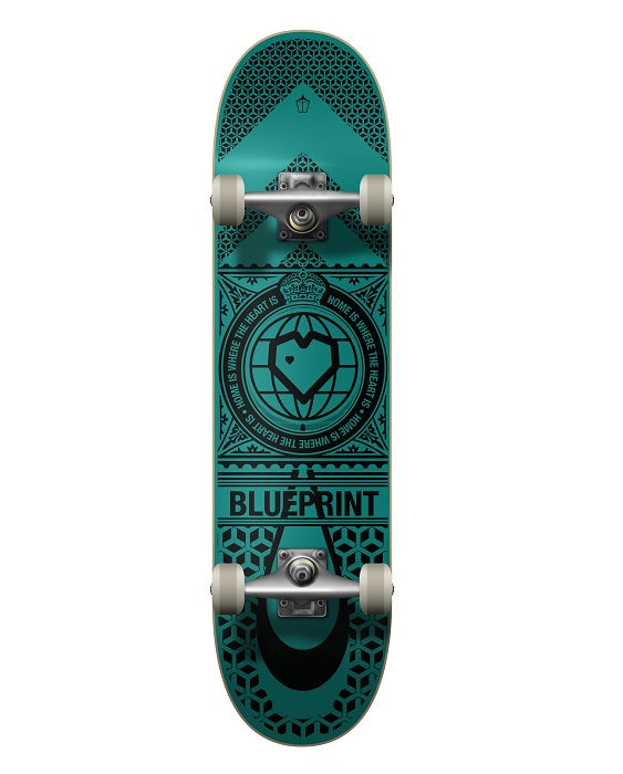 Blueprint Home Heart Black/Turquoise Skateboard - 8.25"