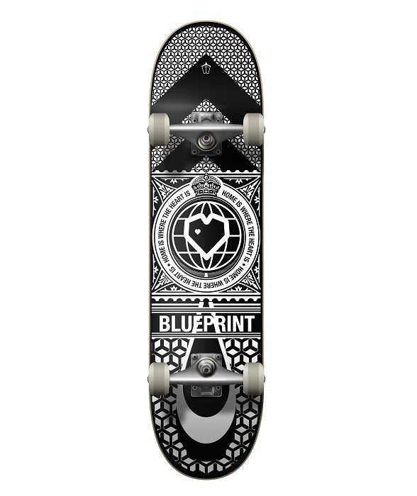 Skateboard Blueprint Home Heart Noir/Blanc - 8.0"