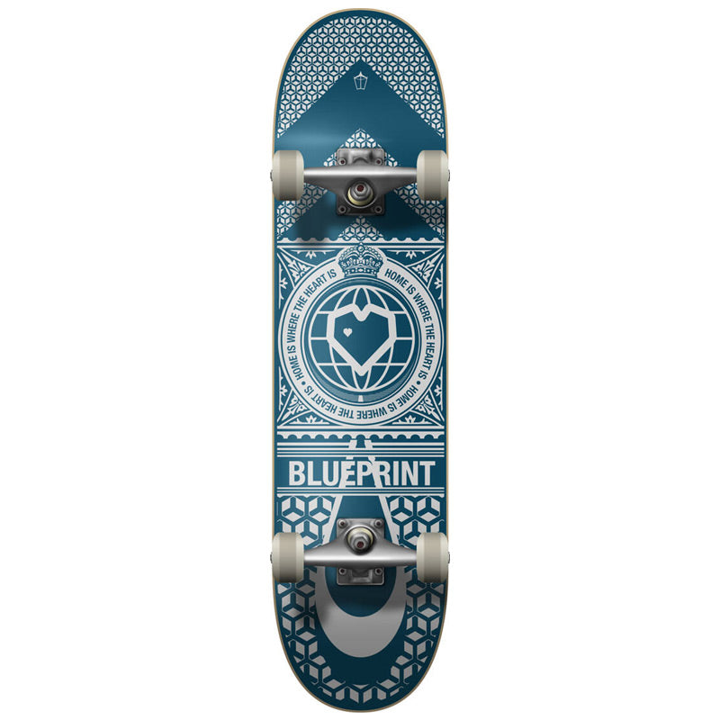 Skateboard Blueprint Home Heart Marine/Blanc - 8.0"