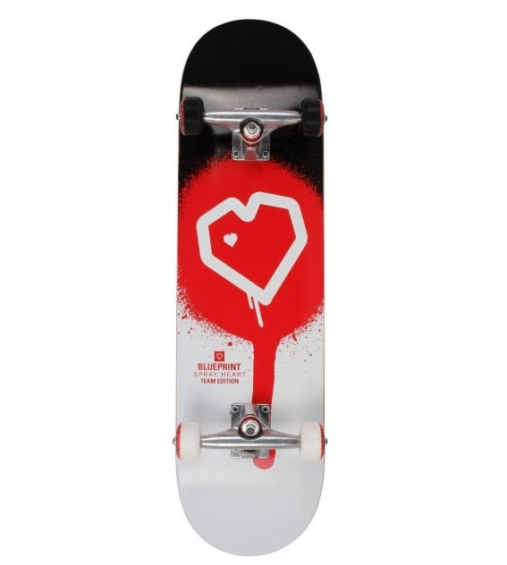 Blueprint Spray Heart Black/Red Skateboard - 8.25"