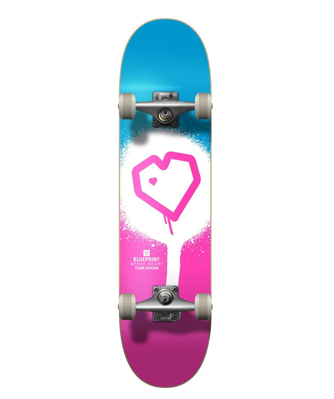 Blueprint Spray Heart Pink/Blue Skateboard - 7.25"