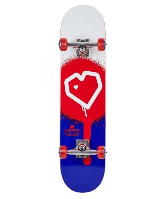 Blueprint Spray Heart Red/Blue Skateboard - 8.0"