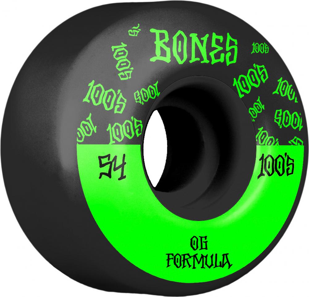 Bones 100's #13 V4 Wide Black Skateboard Wheels - 54mm