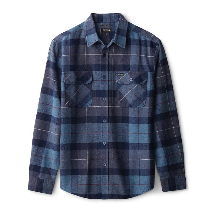 Brixton Bowery L/S Flannel Shirt - Navy/Carolina Blue