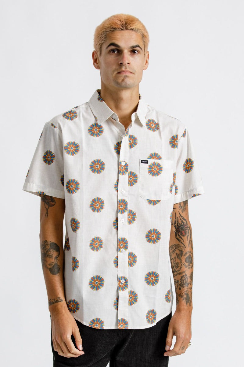 Brixton Charter Print S/S Woven Shirt - Off White/Autumn